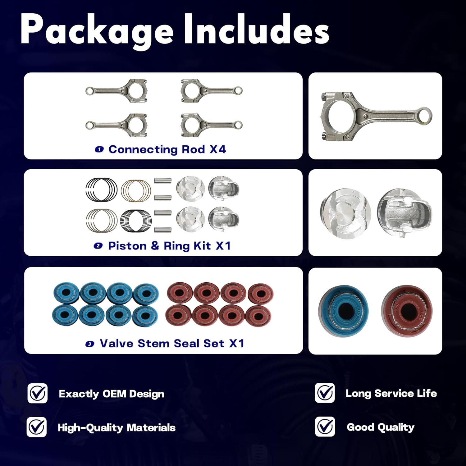 G4FJ 1.6 Engine Crankshaft Kit Head Gasket Set w/Bolts & Timing Chain Kit Bearing Valves Fit For Hyundai Veloster Elantra Kia Rio Optima 2012-2022 1.6L Turbo 23110-2B710 23510-2B700 20910-2BU06 - Image 4