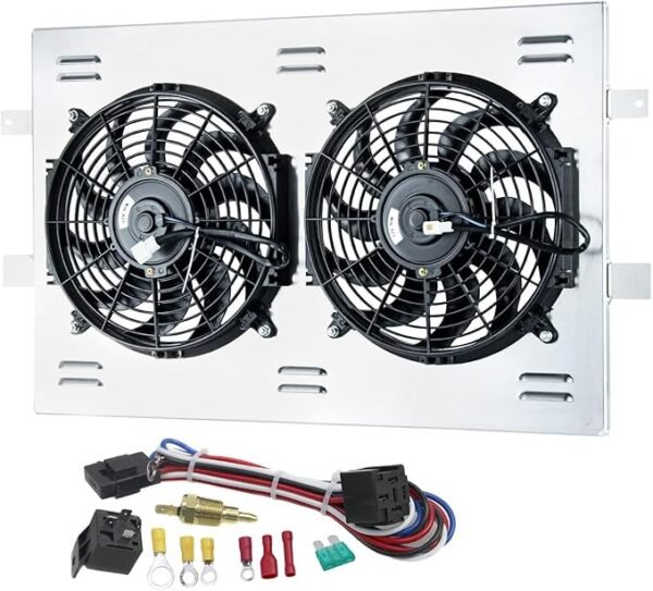 Radiator Shroud with Electric Fan for 1999-2013 Chevy Silverado GMC Sierra 1500 2500 Pickup