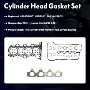 G4FJ 1.6 Engine Crankshaft Kit Head Gasket Set w/Bolts & Timing Chain Kit Bearing Valves Fit For Hyundai Veloster Elantra Kia Rio Optima 2012-2022 1.6L Turbo 23110-2B710 23510-2B700 20910-2BU06
