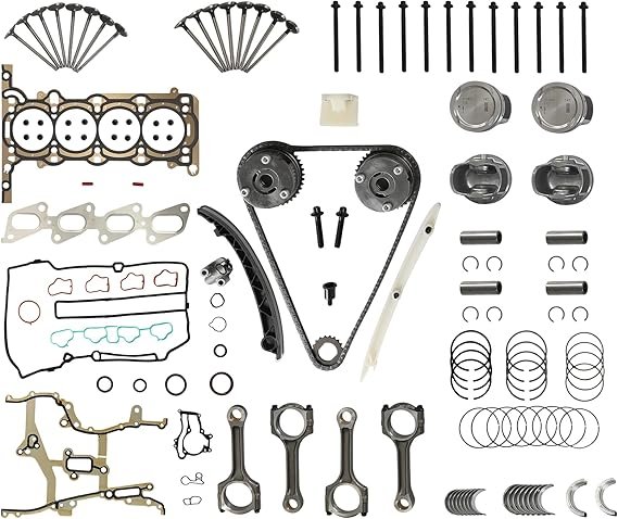 Engine Head Gasket Set w/Bolts Kit Timing Chain Kit w/VVT Sprocket Piston & Ring Kit Con Rod & Main Bearing Fit For GMC Chevy Cruze Buick Sonic Encore Trax 1.4L 2011-2016 HS26540PT-1 TS0981 052-4010