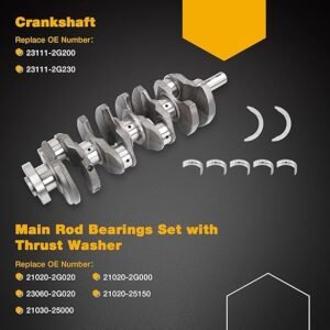 2.4L G4KJ Engine Rebuild Overhaul Kit With Crankshaft Engine Piston Set, Compatible with 2014-2020 Kia Sportage Optima Sorento 2011-2019 Hyundai Tucson Sonata 2.4, Replace# 23111-2G200 230402G500