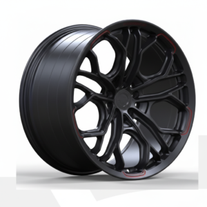 Xasisplus TRA-727 Apex Monoblock Forged Racing Wheels – Satin Black with Crimson Accent