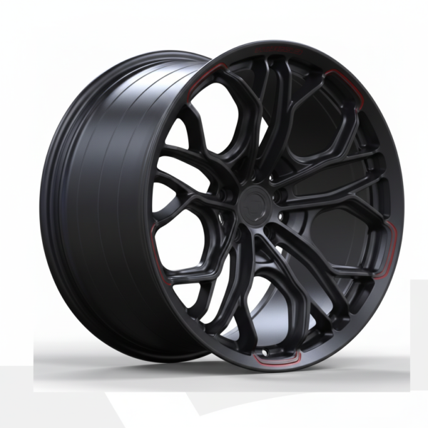 Xasisplus TRA-727 Apex Monoblock Forged Racing Wheels – Satin Black with Crimson Accent