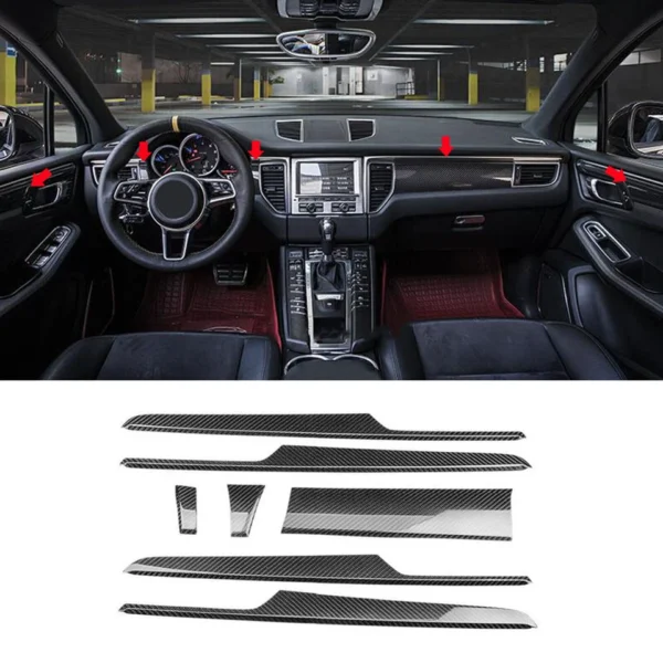 APD Track-Edition 7-Piece Real Carbon Fiber Interior Trim Cover Set for Porsche Macan